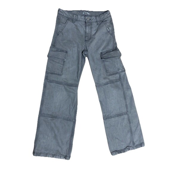 Art Class Girls Size 10 Gray Cargo Wide Leg Denim Jean Pants Cotton Blend - Picture 1 of 11